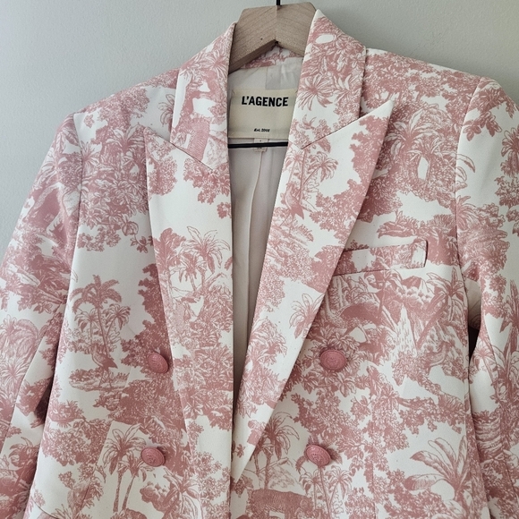 L'Agence Rose Tan Tropical Toile Print Brooke Blazer - Picture 3 of 12